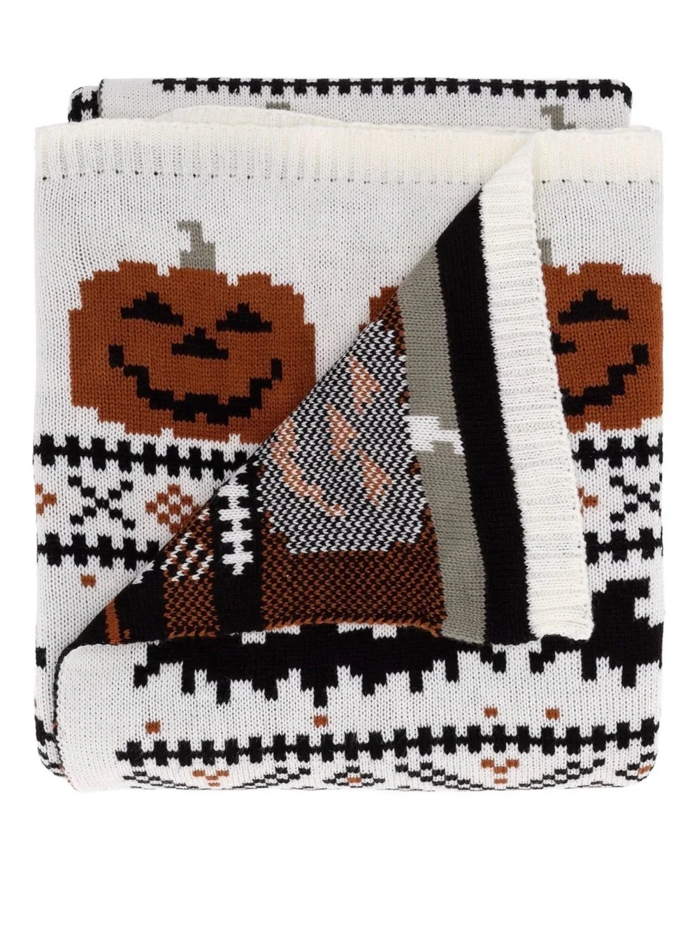 My Texas house Orange Pumpkin Bat Knit Throw Halloween Decorative Blanket viral
